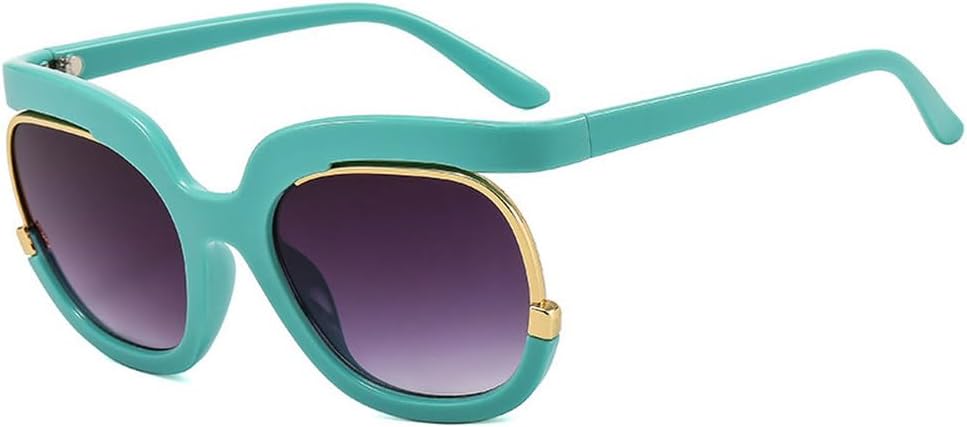 

Модные круглые солнцезащитные очки большого размера для женщин и мужчин, ретро-солнцезащитные очки для женщин, трендовые овальные очки с защитой от УФ-излучения UV400 TKKTLLT, Green Gradient Gray