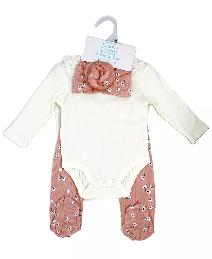 Комплект для новорожденных девочек Take Me Home, 3 предмета, с ножками Baby Mode, розовый — фото 2