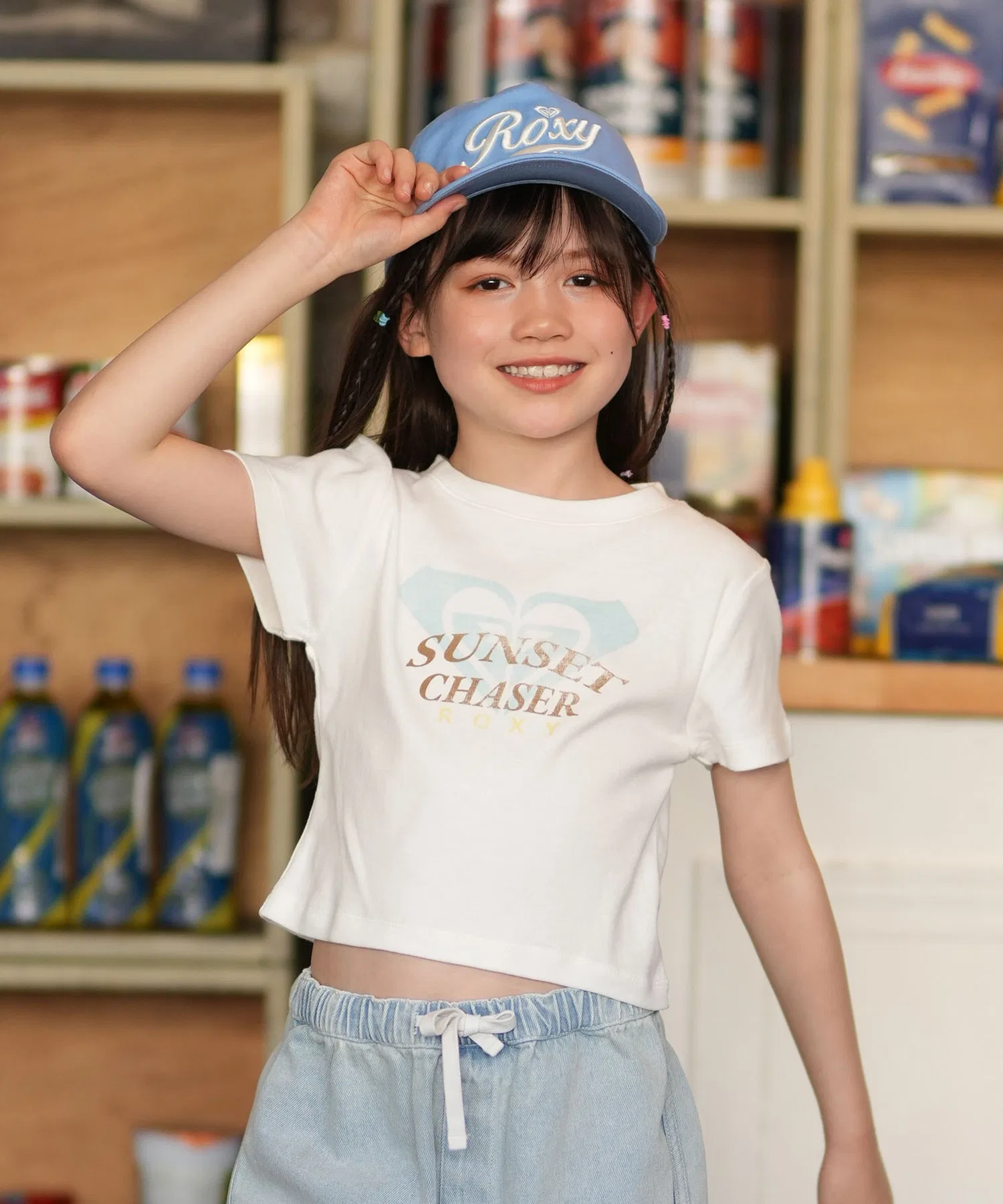 Детская футболка ROXY MINI SUNSET CHASER с логотипом, белая
