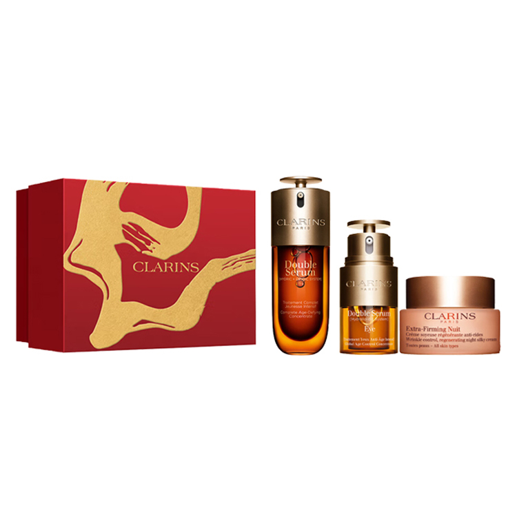 

CLARINS Jiaoyunshi новогодний лимитированный gold dual serum ночной крем набор для ухода увлажняет и питает 75мл+20мл+50мл
