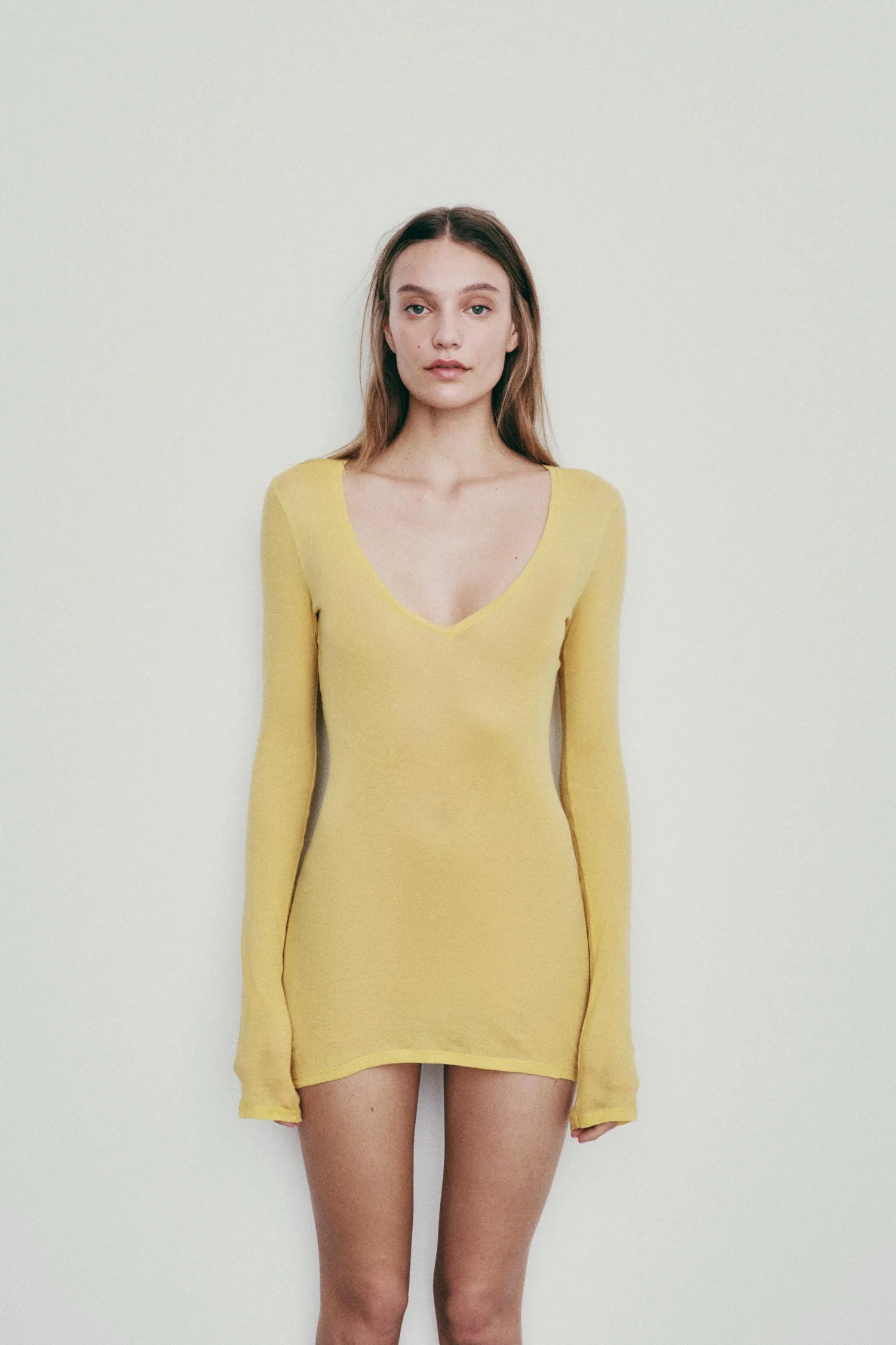 Футболка с длинным рукавом supima Zara, желтый — фото 4
