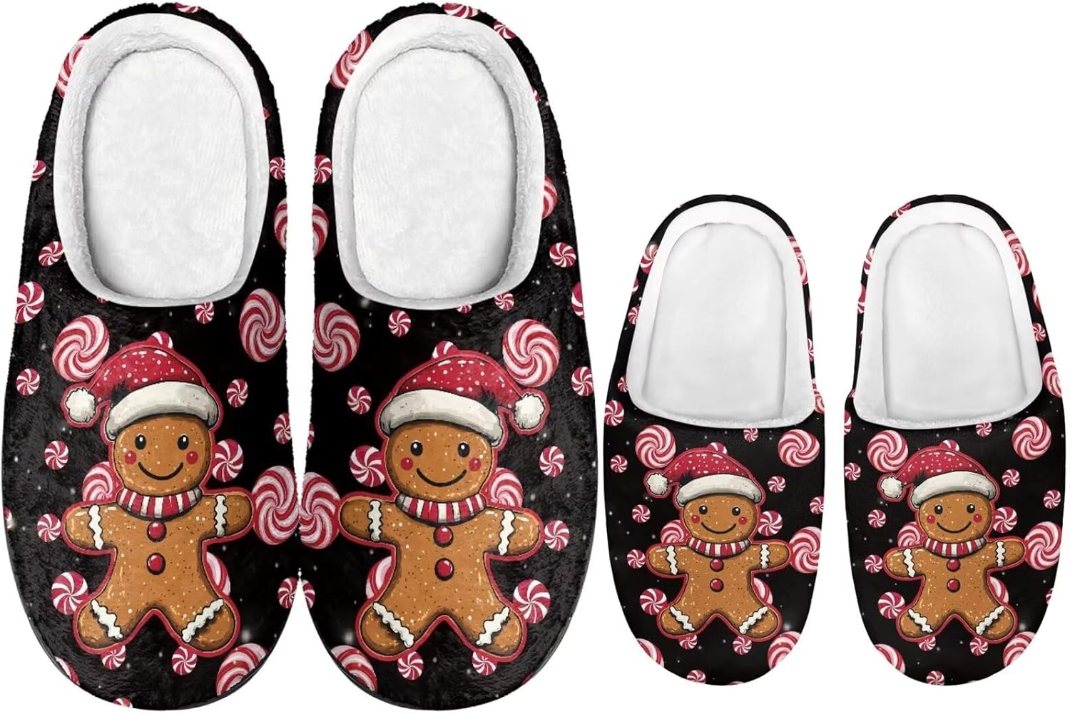 

Рождественские тапочки Dngkaoje для семьи Нескользящие домашние тапочки для мужчин и женщин, черный