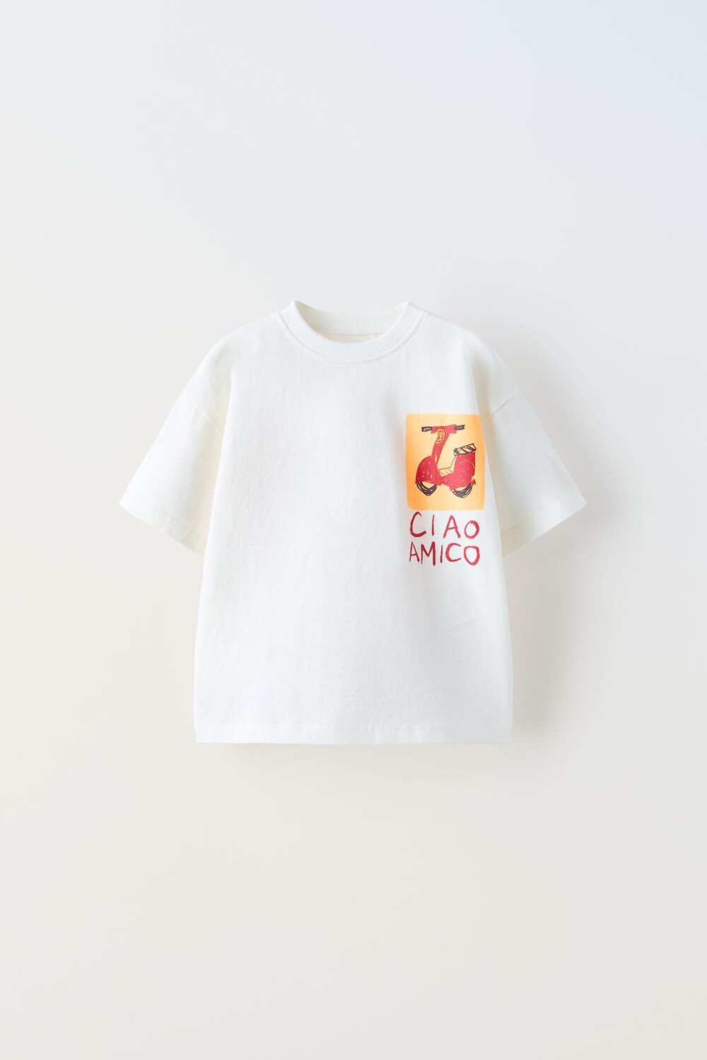 

Футболка с мотоциклетным принтом ZARA, белый