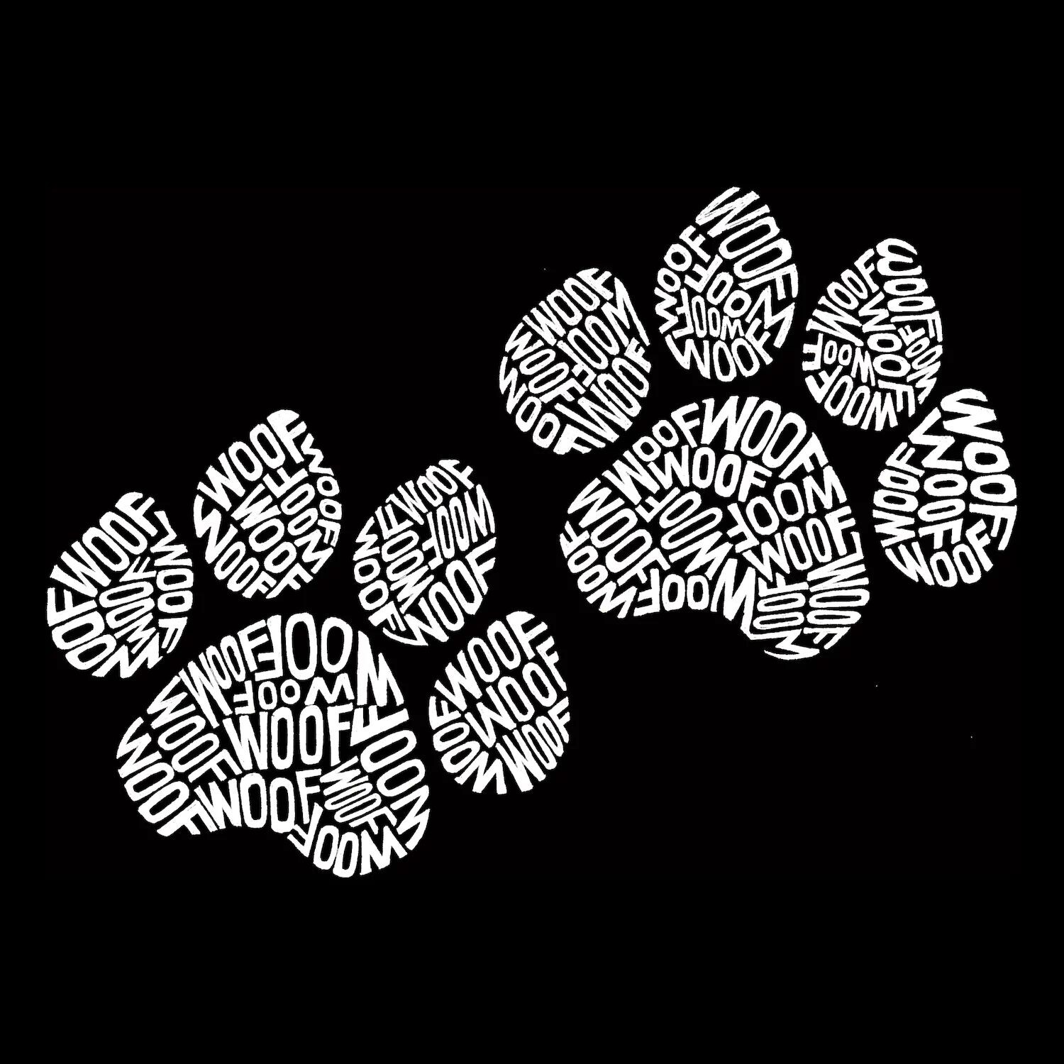 

Woof Paw Prints — мужская футболка с рисунком Word Art LA Pop Art, серый