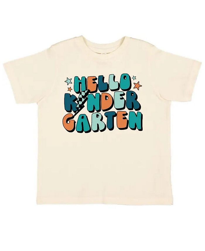 

Майка с коротким рукавом "Hello Kindergarten" для мальчиков - малыши, старшие дети Sweet Wink, коричневый/бежевый