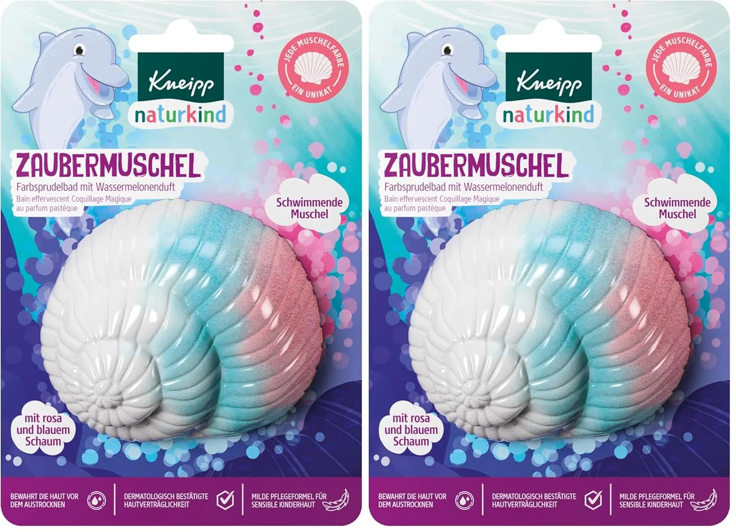 Цветная пена для ванны Kneipp Naturkind Magic Shell с ароматом арбуза Kneipp