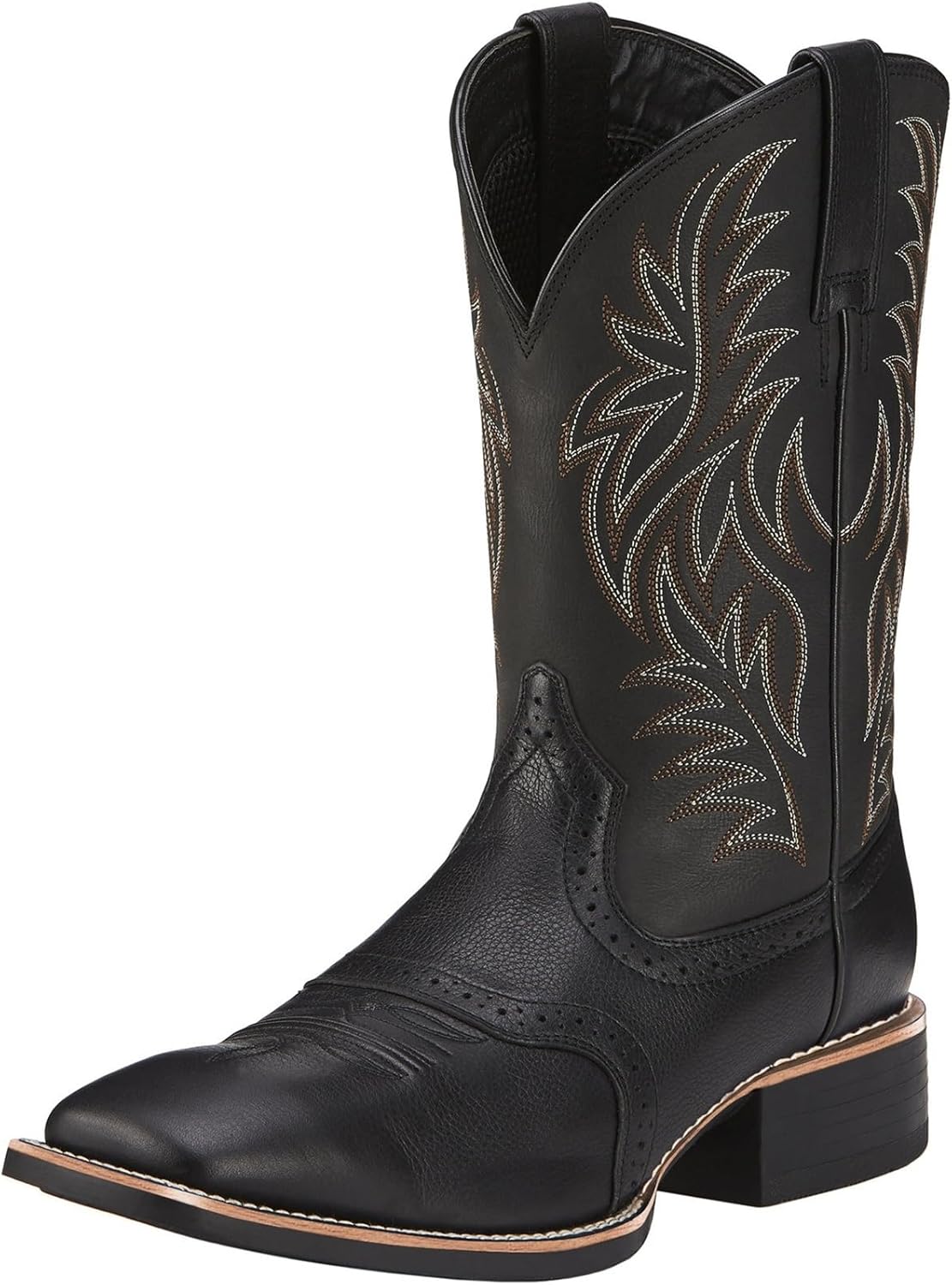 

Классические мужские прочные ковбойские сапоги с квадратным стальным носком и вышивкой в стиле вестерн до середины голени Generic, черный