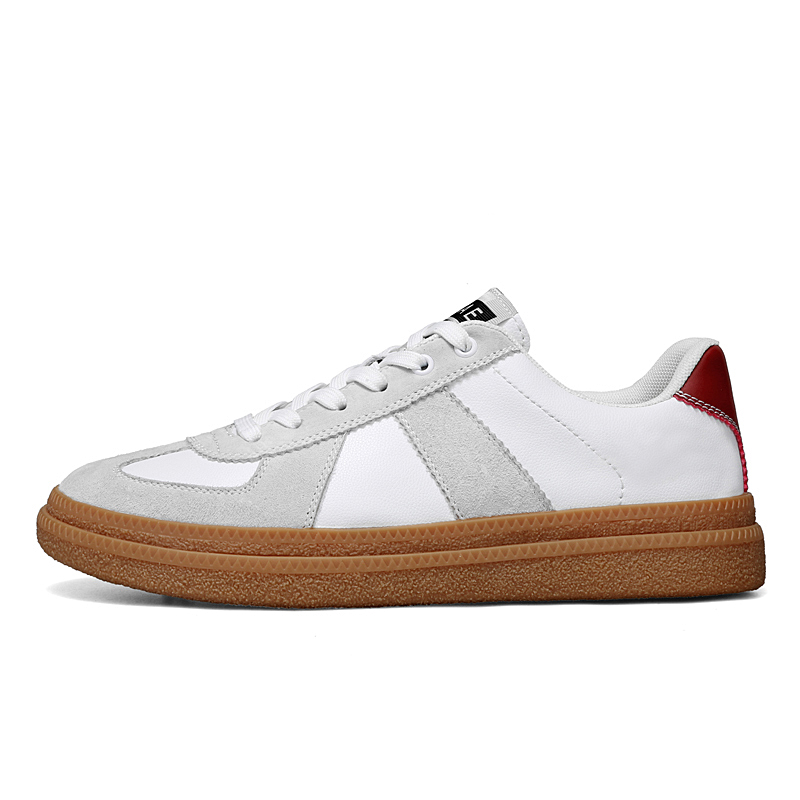 

Скользоустойчивые мужские низкие скейтерские кроссовки LAORENTOU, белые с перфорацией