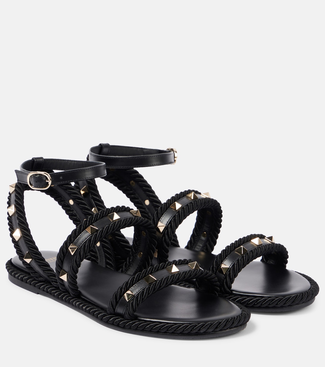 Сандалии Rockstud Torchon из кожи Valentino Garavani, Nero