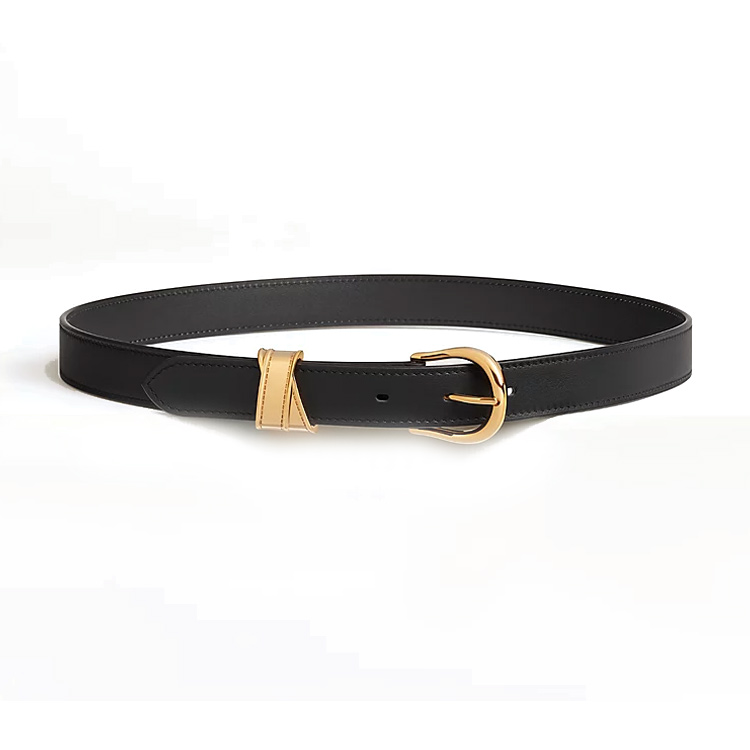 

HERMES Женский ремень из телячьей кожи и металла Black шириной 2,4 см