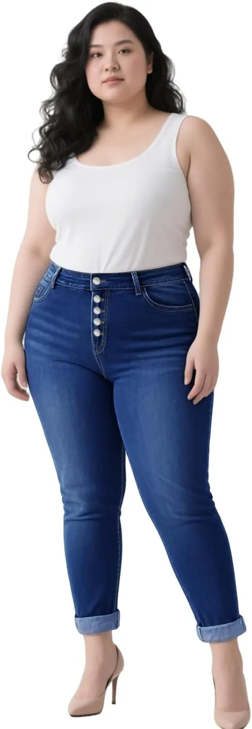 

Женские джинсы Plus Size High Rise Skinny Stretchy QERINTE