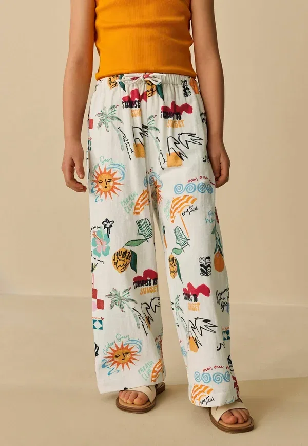 Брюки Regular fit pullon wide leg Next, кремовый — фото 2