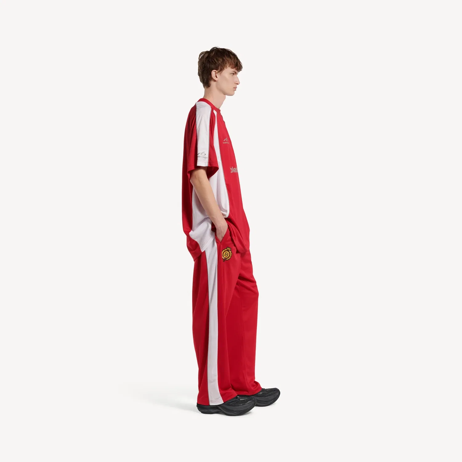 Мужская футболка оверсайз в футбольном стиле красного цвета Balenciaga — фото 3