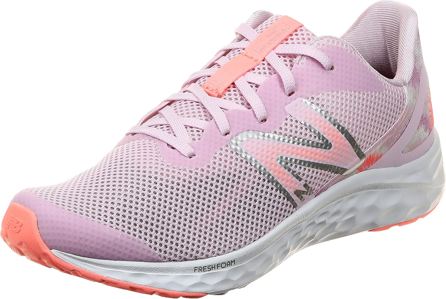 

Кроссовки New Balance Unisex-Child Fresh Foam Arishi V4 с шнуровкой, Light Raspberry/Grapefruit