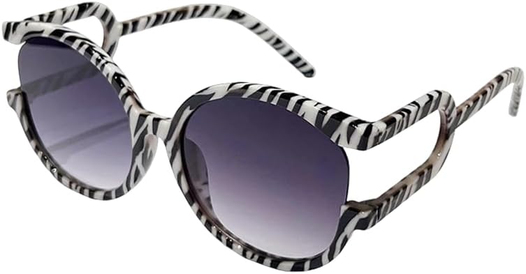 

Модные солнцезащитные очки большого размера, круглые, с полой внутренней отделкой, женские, цветные, для активного отдыха и путешествий, с защитой от УФ-излучения UV400 TKKTLLT, Zebra Gray