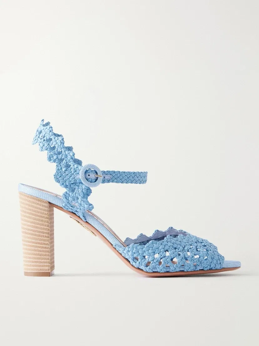 Босоножки Bossa Nova 85 из рафии Aquazzura, синий