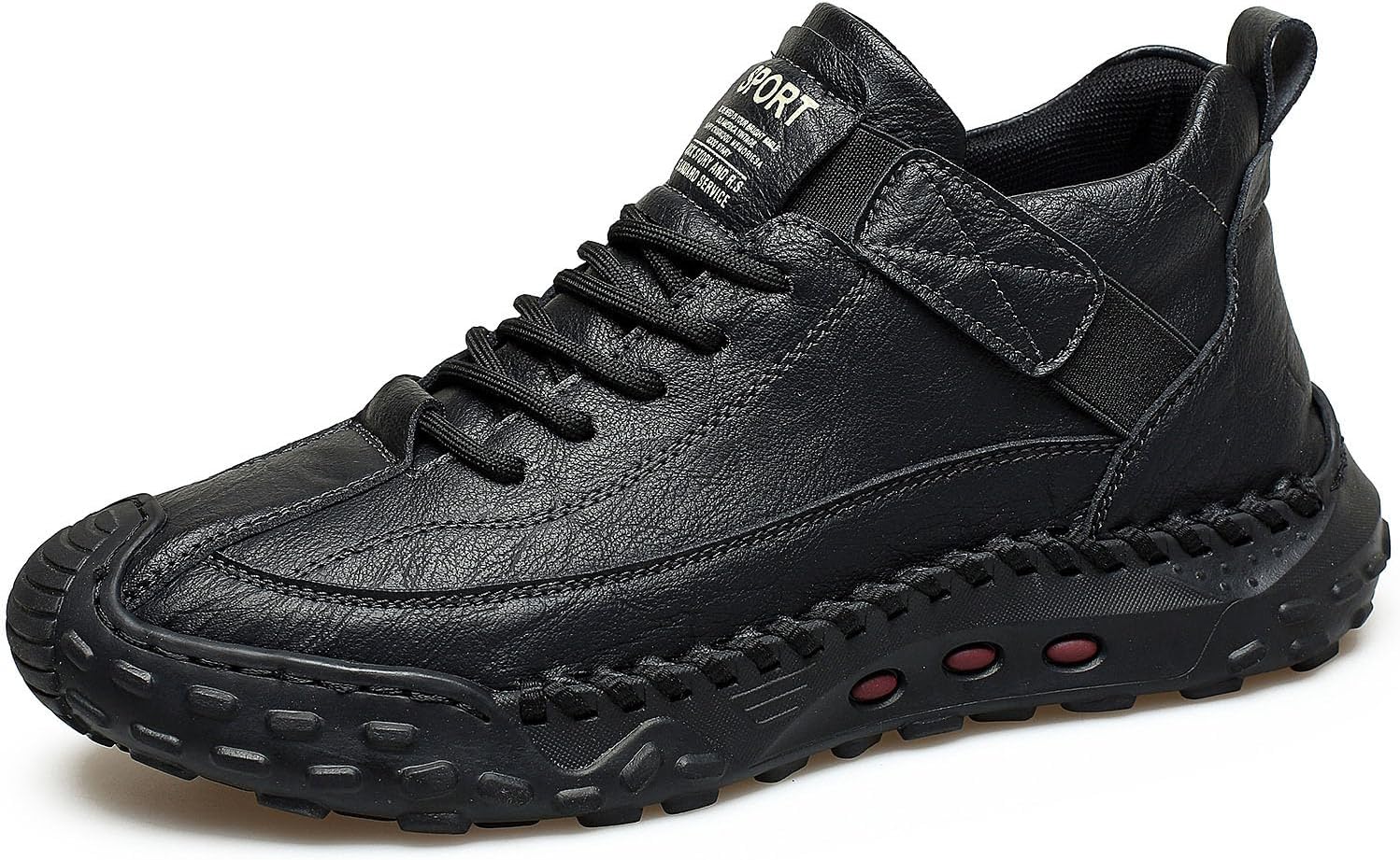 

Мужские кожаные низкие ботинки-чукка с ручной прошивкой и шнуровкой, классический закругленный носок, нескользящая толстая подошва, кроссовки для повседневной носки, ходьбы, фитнеса, вождения и активного отдыха Nxnbhsl, черный