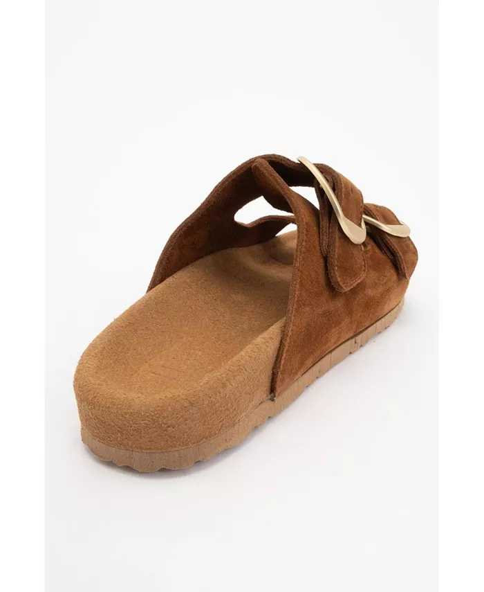 Овеста Слайды на мягкой стельке из кожи (женские) Forever & Always Shoes, коричневый — фото 4