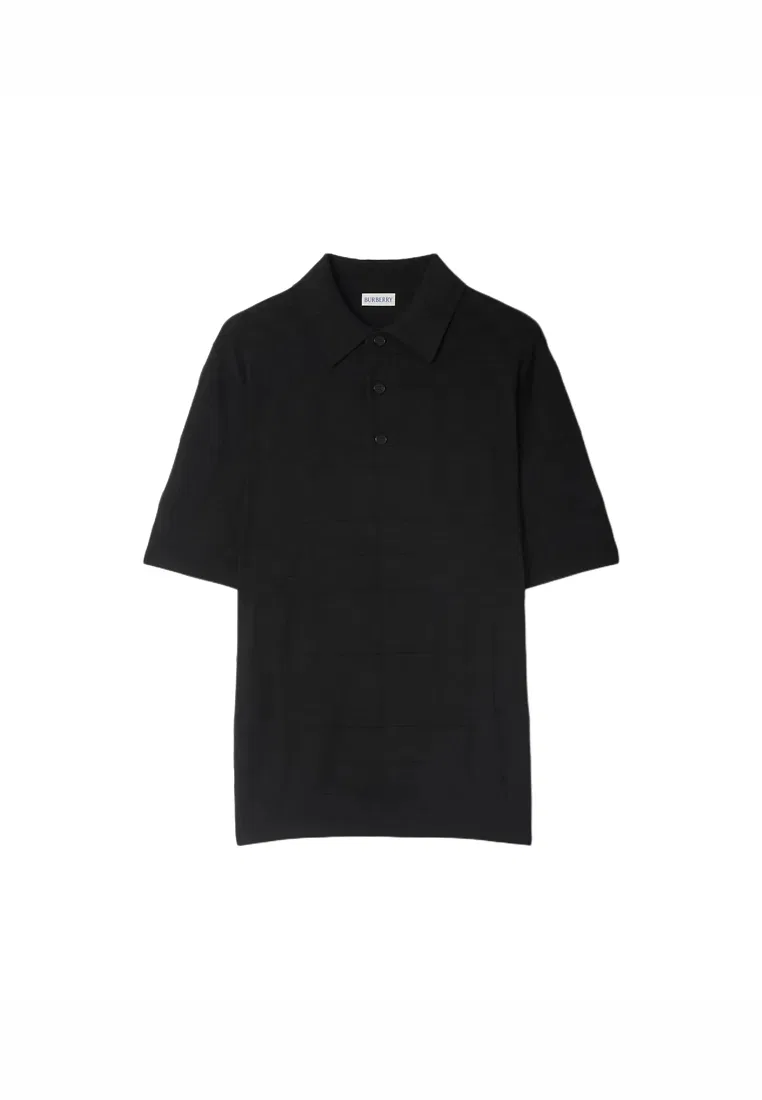 Мужское поло Burberry с коротким рукавом, артикул 81054471, черное