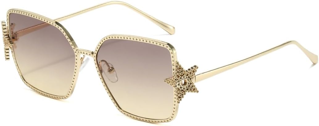 

Роскошные женские солнцезащитные очки, модные, с пятью звездами, увеличенного размера, в винтажном стиле, летние, с градиентными линзами, металлическая оправа, защита от УФ-излучения UV400 VFDHN, 98138-c7