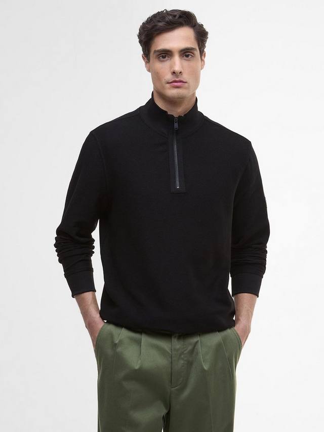 

Хлопковый худи Samuel с молнией до половины Barbour, Black