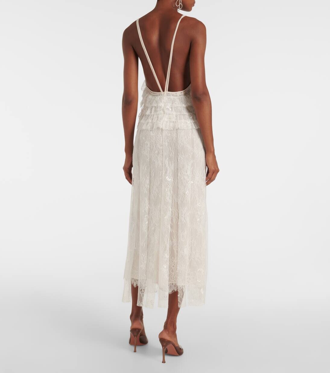 Платье-комбинация из кружева Blumarine, цвет white pearl — фото 3
