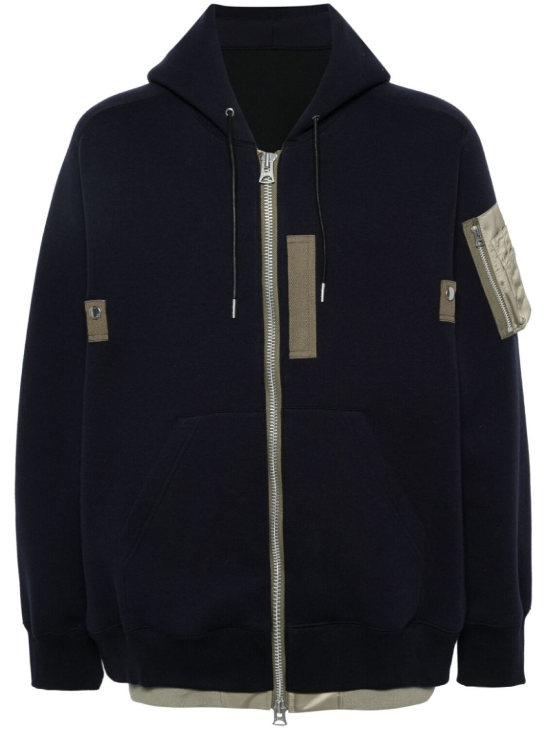 

sacai многослойное худи на молнии, синий