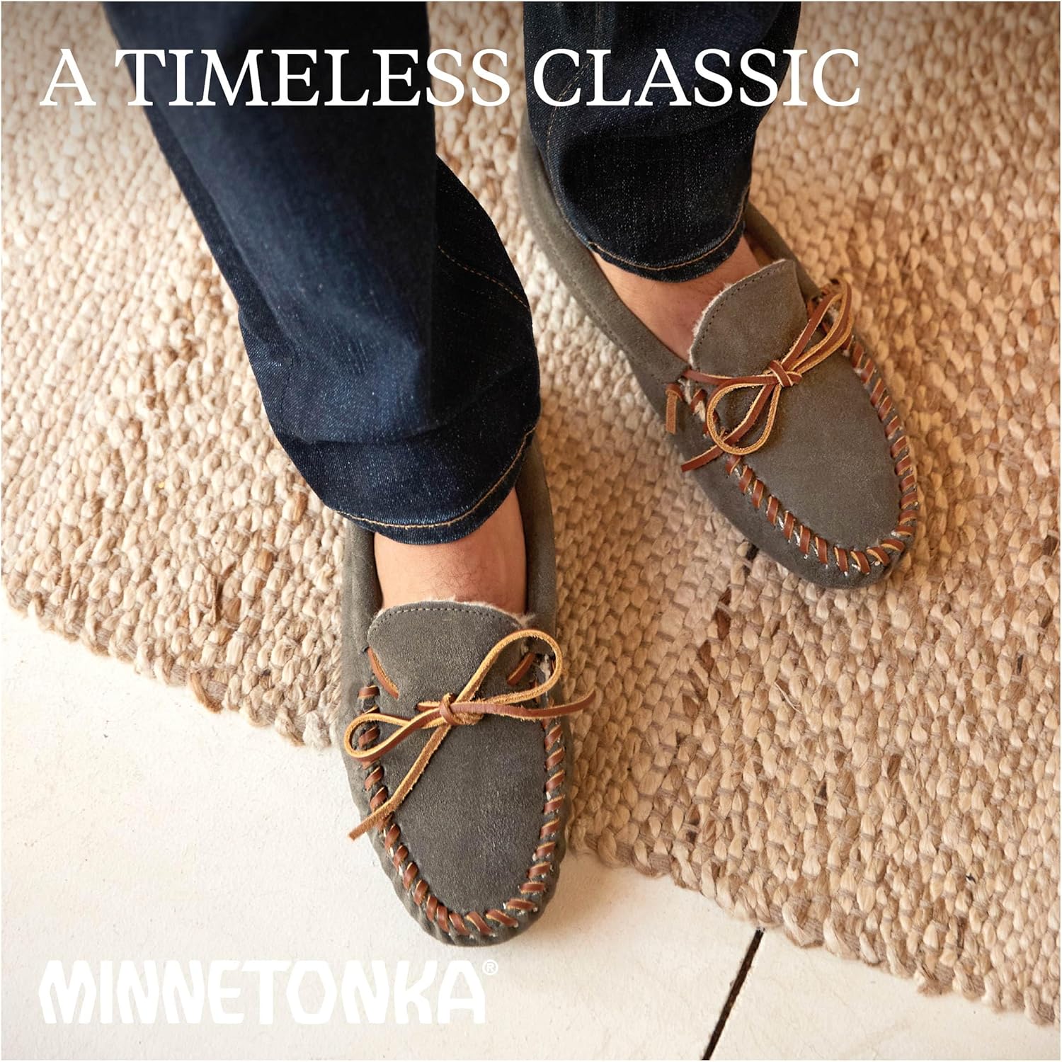 Лоферы Minnetonka Men's Pile Lined Soft Leather Sole Slipper — фото 4