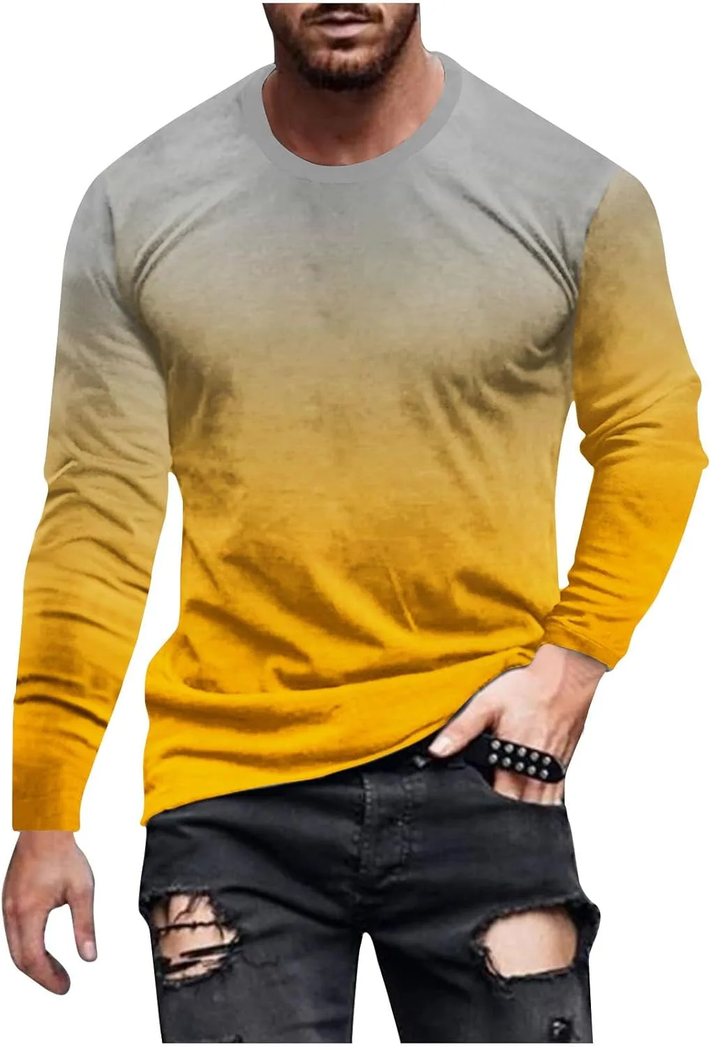 

Футболка с длинным рукавом Gradient Pullover Casual Crewneck