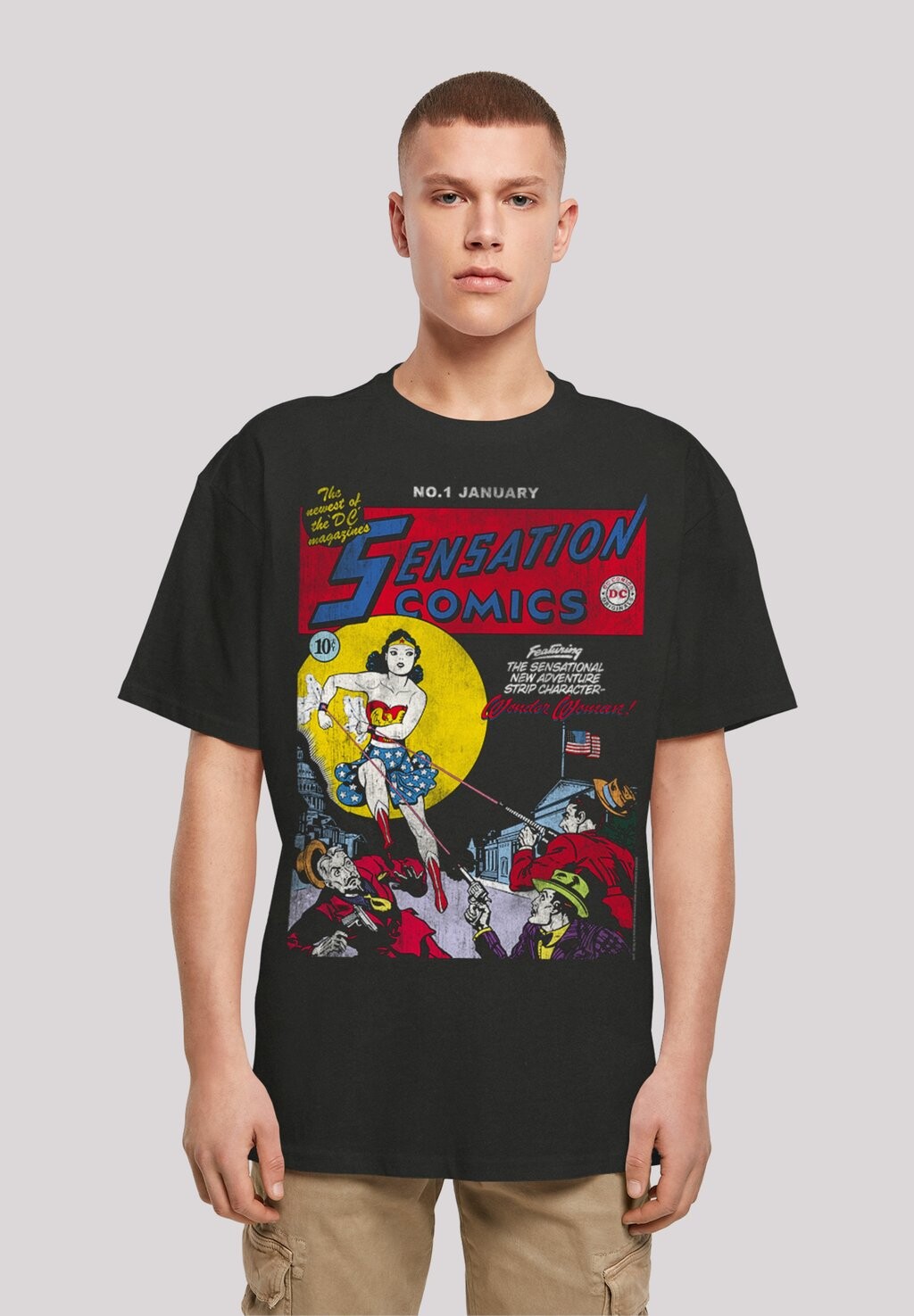 

Футболка с принтом SENSATION COMICS ISSUE COVER F4NT4STIC, черный
