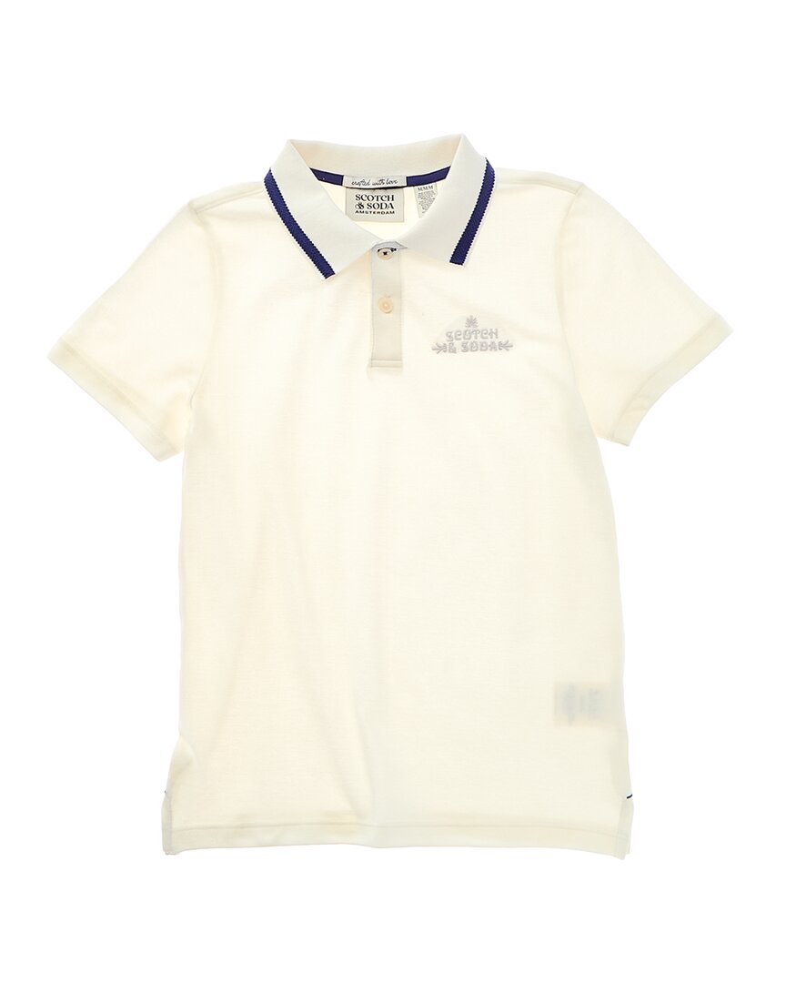 

Рубашка поло из пике Scotch & Soda с эффектом потертости, белый