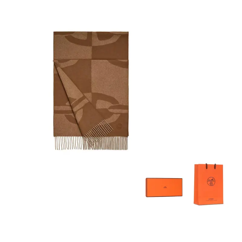 

HERMES Шарф-сетка унисекс коричневый, Brown