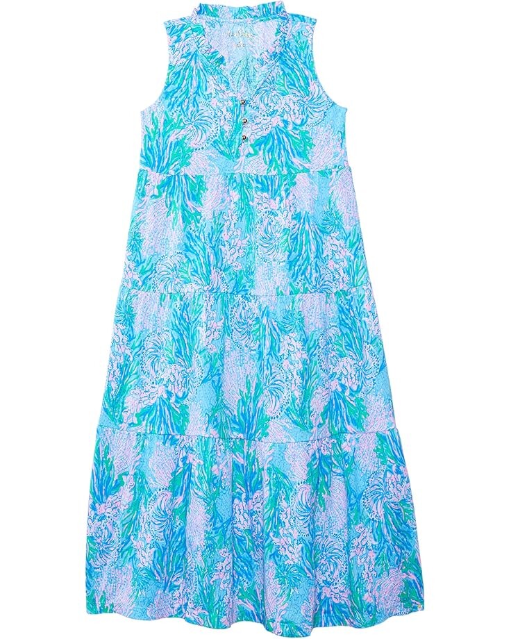 

Платье Lilly Pulitzer Kids Mini Malone Maxi Dress, цвет Las Olas Aqua Strong Current Sea
