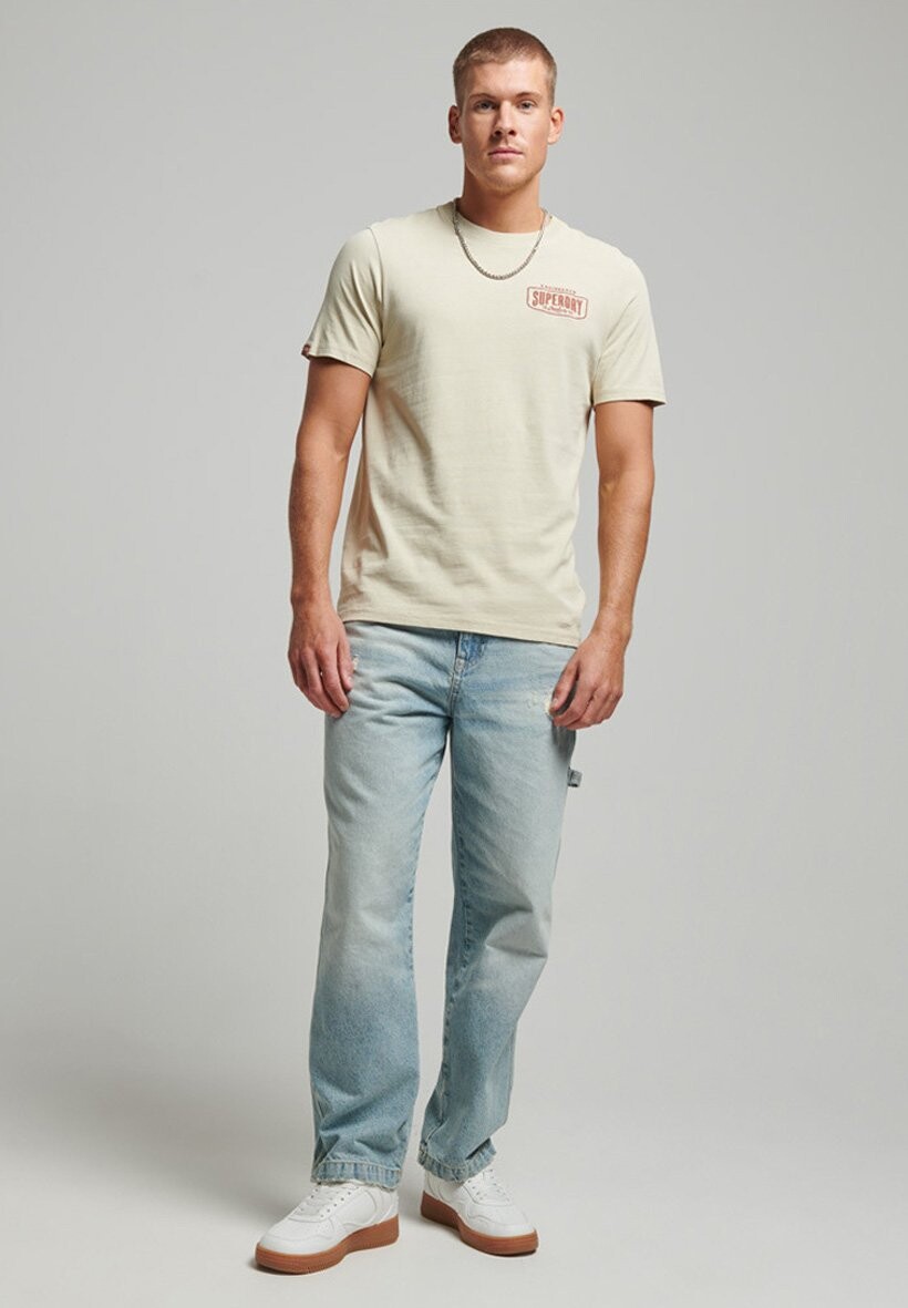 

Футболка с принтом VINTAGE SCRIPT WORKWEAR Superdry, цвет pelican beige