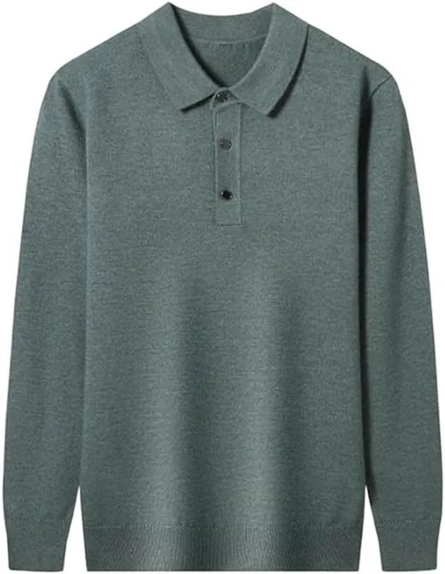 

Мужской свитер-поло с воротником и лацканами Dninmim