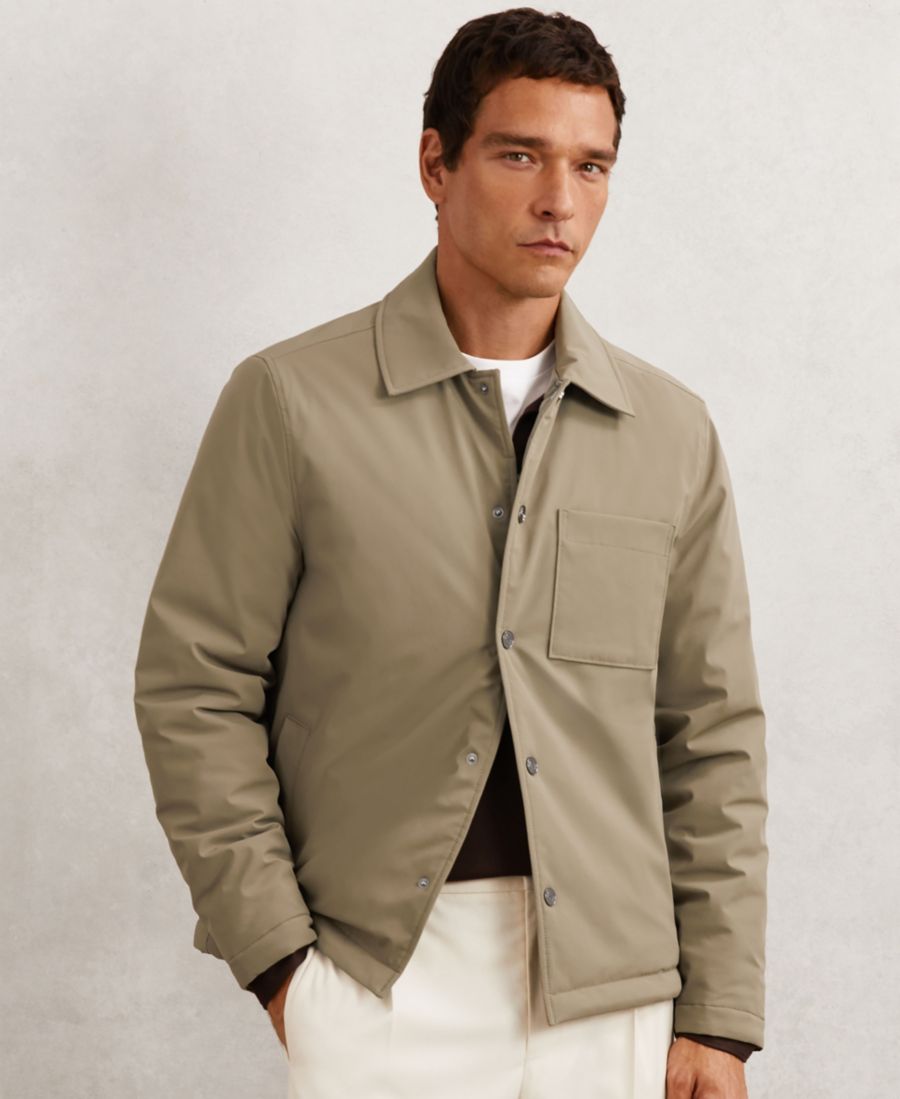 

Мужская куртка с легкой стеганой подкладкой и накладными карманами REISS, Olive Green