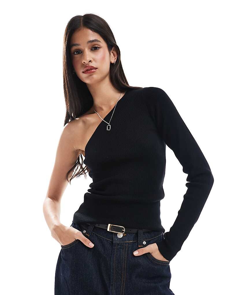 

JDY – Черный топ на одно плечо в рубчик