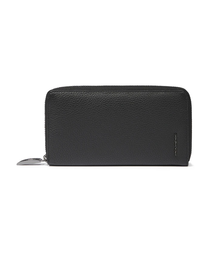 

Женский кошелек на молнии с четырьмя разделителями. Piquadro, черный
