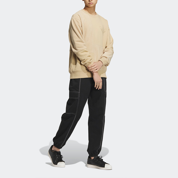 Adidas Originals Мужская толстовка из льна, цвет хаки, коричневый — фото 3