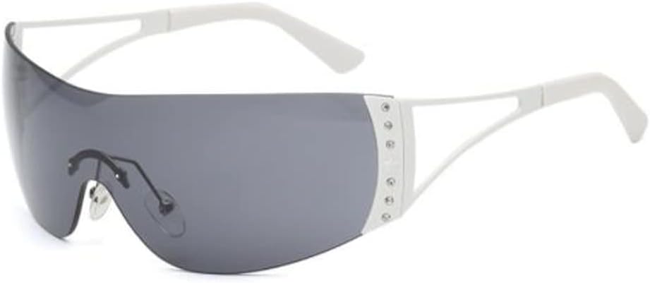 

Солнцезащитные очки PUB с инкрустацией бриллиантами, цельнометаллические, с полыми дужками, с защитой от УФ-излучения, без оправы, для женщин и мужчин, White Frame Grey Flakes