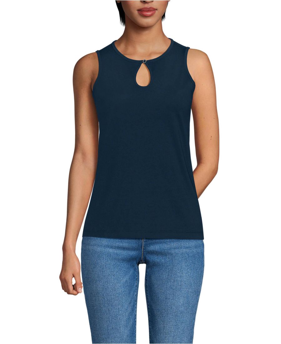 

Женская майка Supima Keyhole Tank Lands' End, Radiant navy