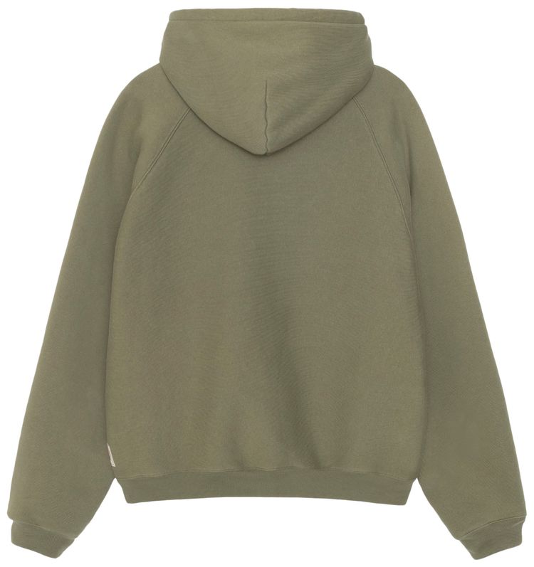 Худи Stussy Fleece Raglan Hoodie 'Olive', зеленый — фото 2