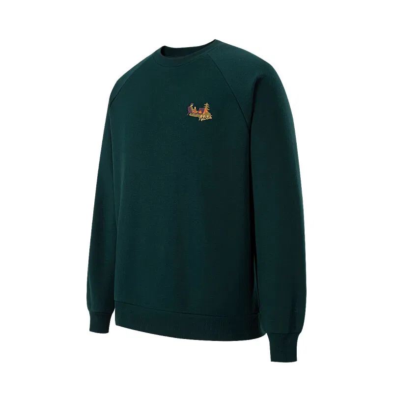 Свитшот мужской темно-зеленый crew neck moderate Adidas, Dark Green