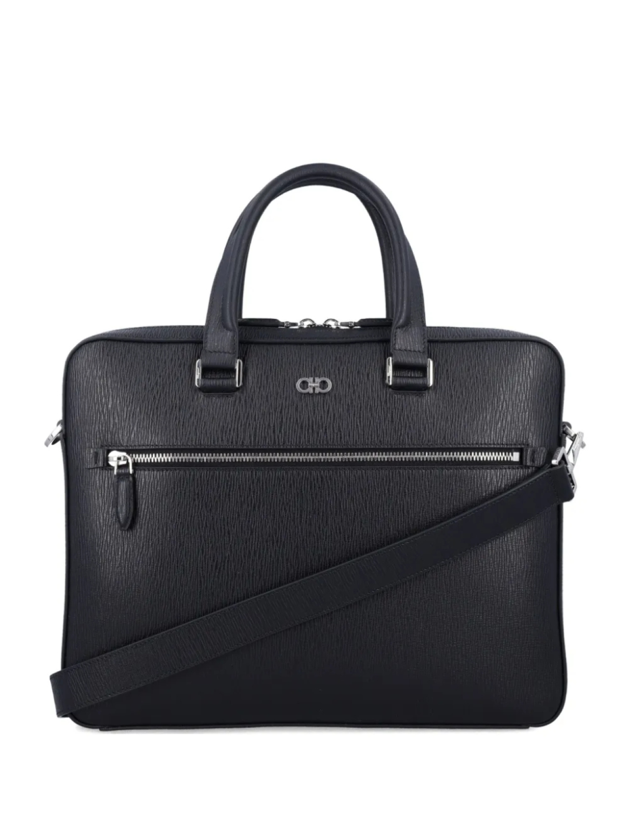 

Портфель из текстурированной кожи Gancini Ferragamo, черный