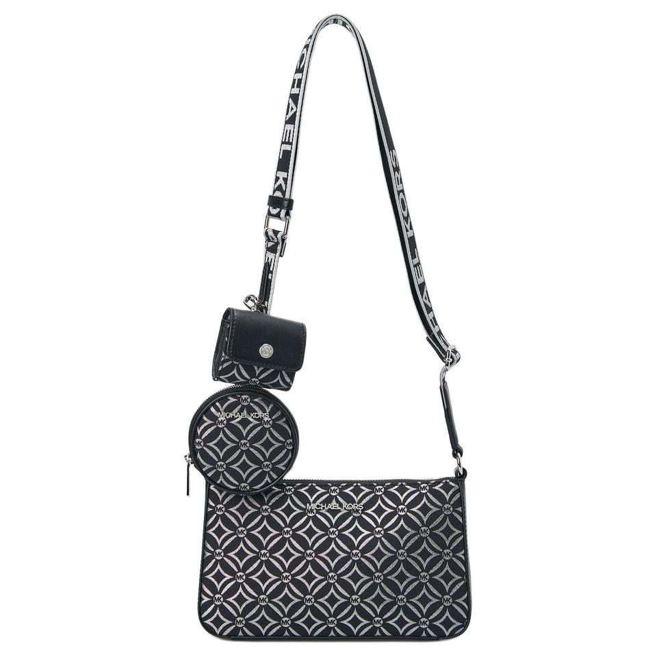 

MICHAEL KORS Дорожная сумка Jet Set через плечо из полиэстера маленькая женская black & silver