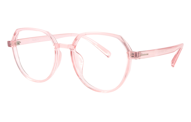

MUZU Унисекс очки для зрения, Polygonal translucent pink-C12 with 0-degree anti-blue light lenses