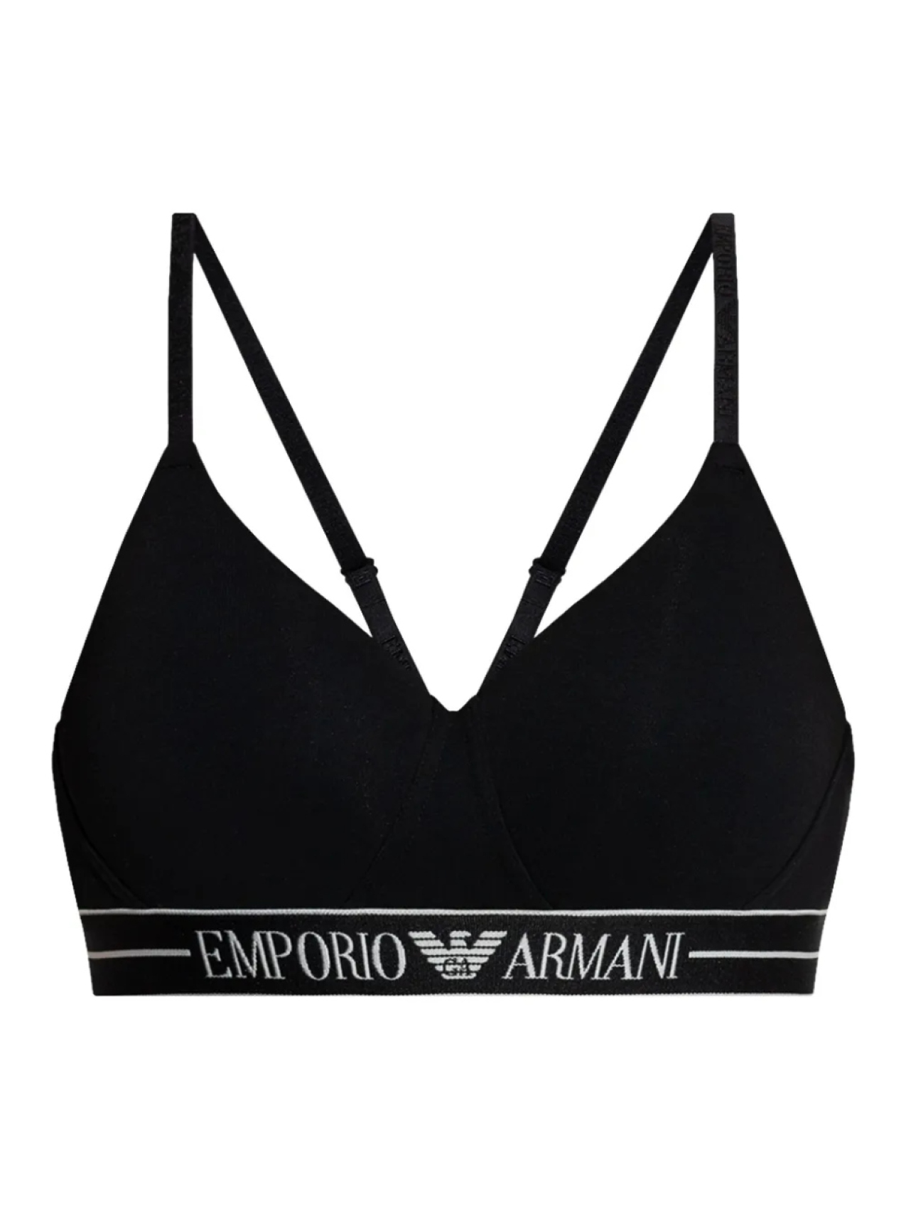 

Бюстгальтер без косточек Emporio Armani с логотипом под поясом, черный
