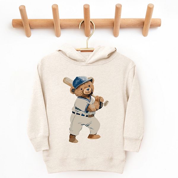 

Толстовка с капюшоном Watercolor baseball bear для малышей The Juniper Shop, Natural