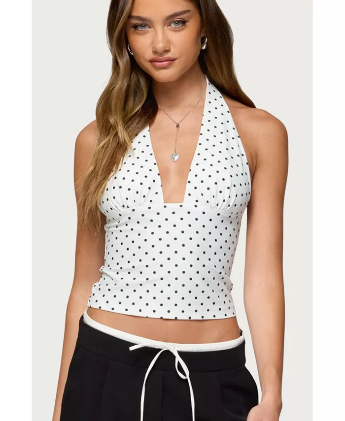 

Женский топ Blaire Polka Dot Halter Edikted, белый