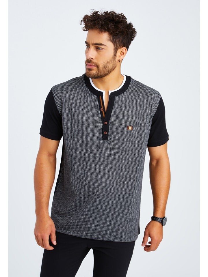 

Футболка Leif Nelson Herren T-Shirt Rundhals Herren T-Shirt Rundhals LN-55745, цвет SCHWARZ-WEISS